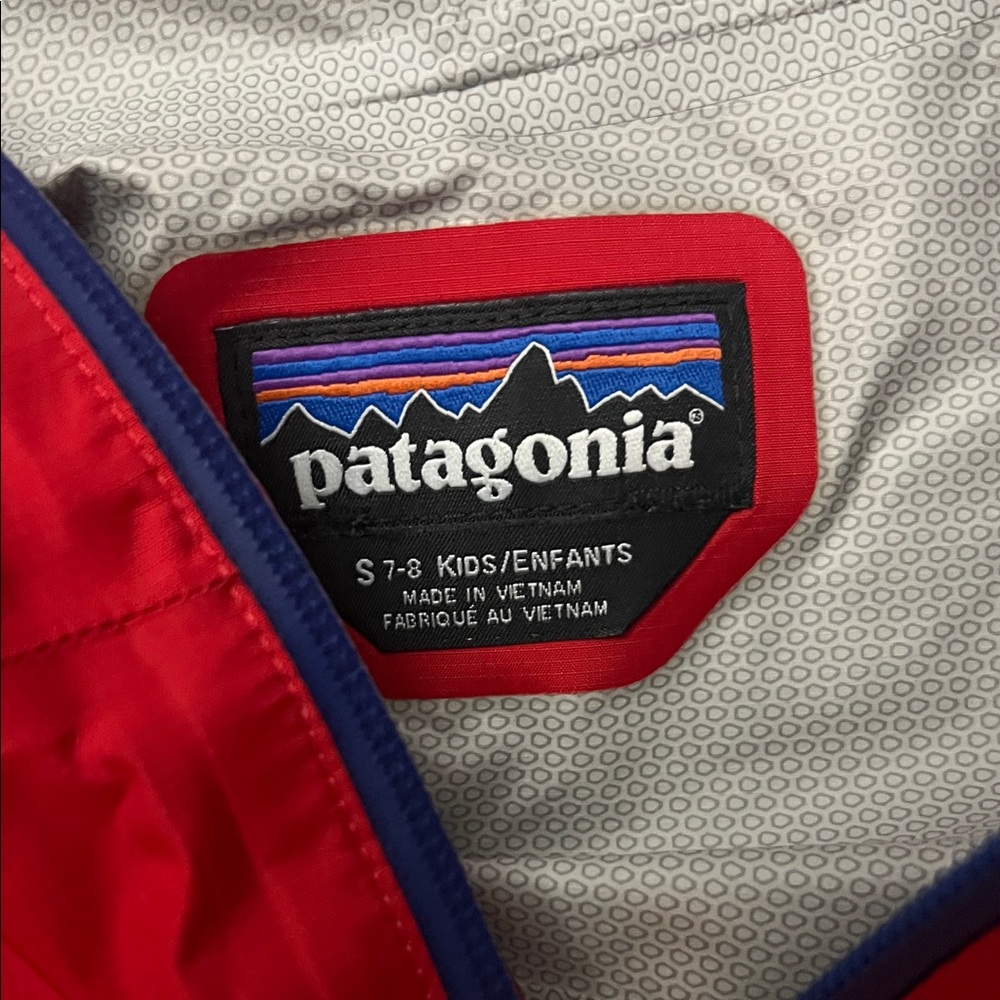 Patagonia Kids Red and Blue Raincoat - Picture 2 of 2